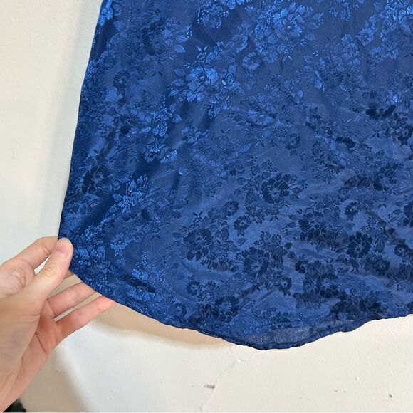 Vintage Blue Floral Embossed Slip Midi Dress Size 1X Fairy Witchy Whimsygoth - Picture 8 of 9